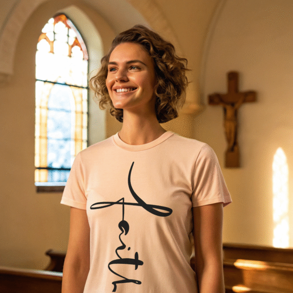 Faith Cross Shirt – Vertical Christian T-Shirt for Women, Minimalist Religious Tee, Cute Scripture Shirt, Everyday Church Outfit, Faith Gift for Her - Image 2