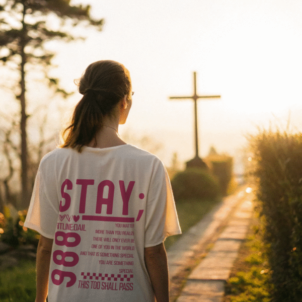 Stay; Mental Health Awareness Shirt, 988 Suicide Prevention Tee, You Matter Shirt, Comfort Colors Self-Care Shirt, Faith-Based Encouragement Gift - Image 2