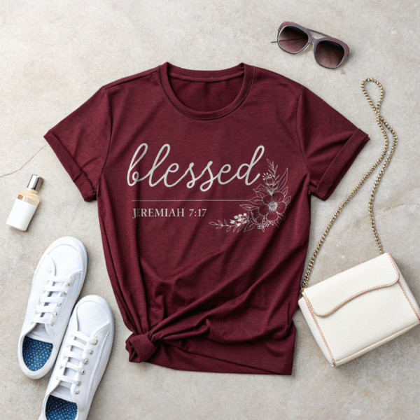 Blessed Shirt – Jeremiah 17:7 Bible Verse Tee for Women, Floral Christian Shirt, Scripture T-Shirt, Faith-Based Gift, Encouragement Shirt - Image 3
