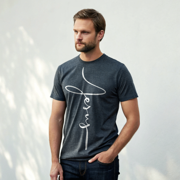 Jesus Cross Shirt – Vertical Christian T-Shirt for Mens, Minimalist Faith Tee, Cute Jesus Shirt, Church Outfit, Christian Gift for Him - Image 2