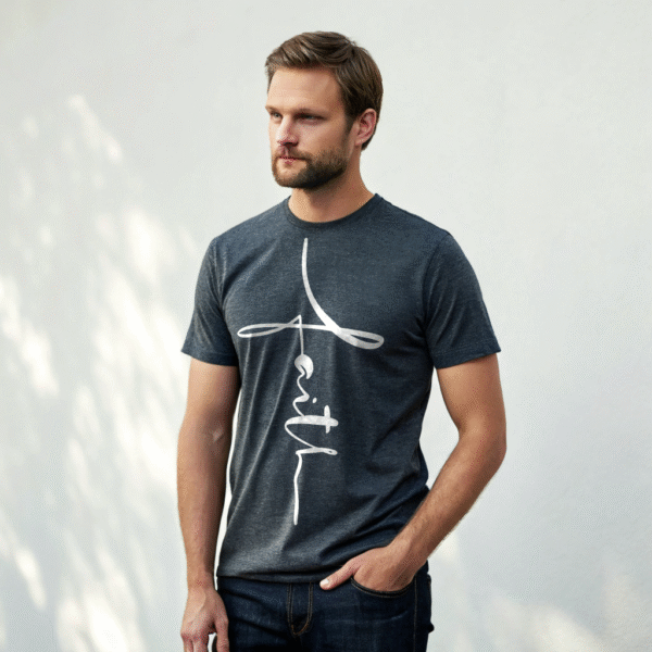 Faith Cross Shirt – Vertical Christian T-Shirt for Mens, Minimalist Religious Tee, Cute Scripture Shirt, Everyday Church Outfit, Faith Gift for Him - Image 2