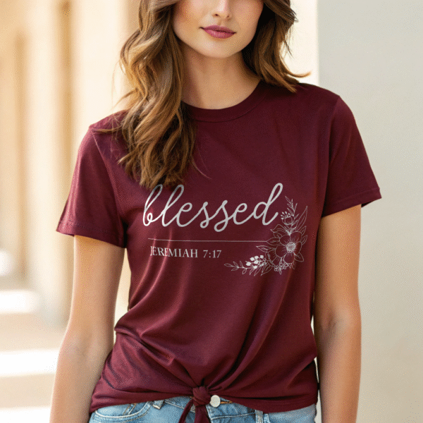 Blessed Shirt – Jeremiah 17:7 Bible Verse Tee for Women, Floral Christian Shirt, Scripture T-Shirt, Faith-Based Gift, Encouragement Shirt - Image 2