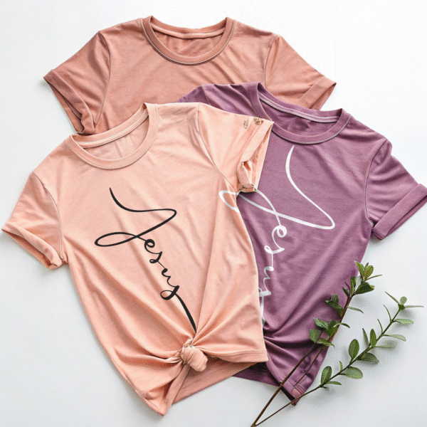 Jesus Cross Shirt – Vertical Christian T-Shirt for Women, Minimalist Faith Tee, Cute Jesus Shirt, Church Outfit, Christian Gift for Her - Image 5