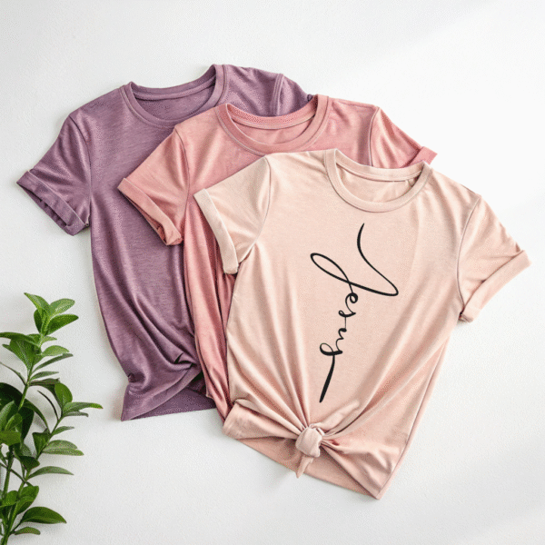 Jesus Cross Shirt – Vertical Christian T-Shirt for Women, Minimalist Faith Tee, Cute Jesus Shirt, Church Outfit, Christian Gift for Her - Image 6